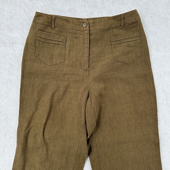 JONES WEAR 100% Linen Pants Womens Size 6 Green‎ Relaxed Fit Cropped - Picture 3 of 9